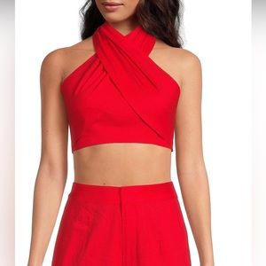 Gianni Bini Brea Linen Halter Neck Sleeveless Top